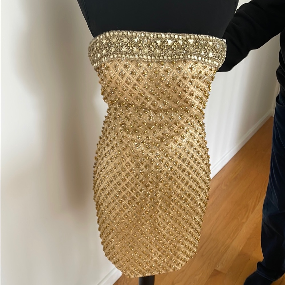 Elegant Gold Strapless Dress